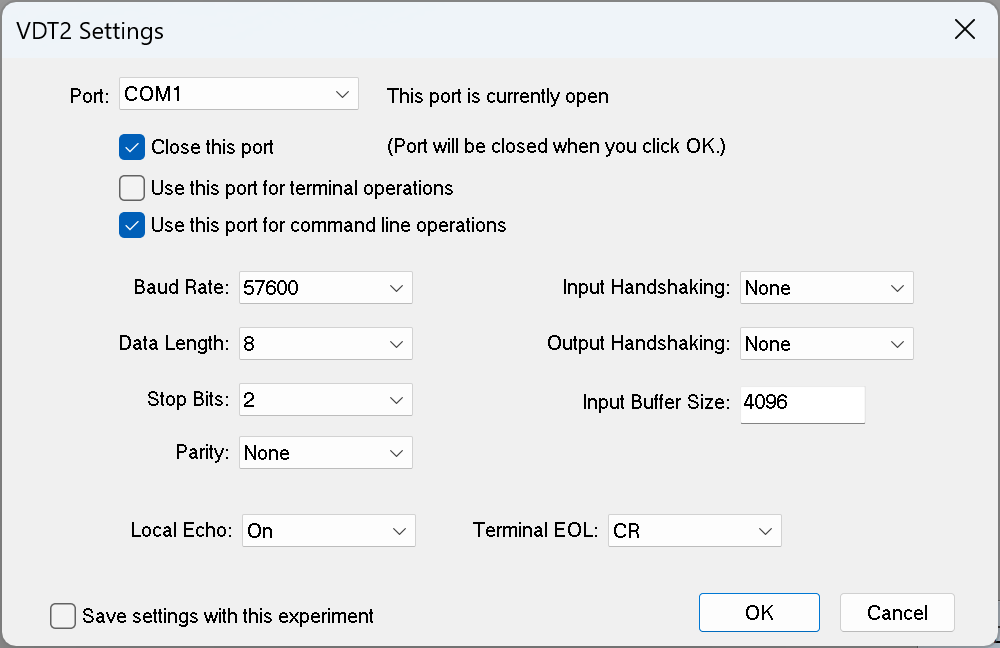 VDT extension supports serial I/O