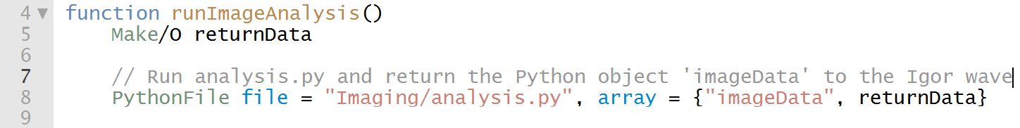 Execute a Python script using the PythonFile operation