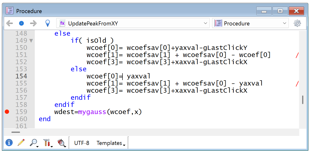 setting a breakpoint by clicking the left margin