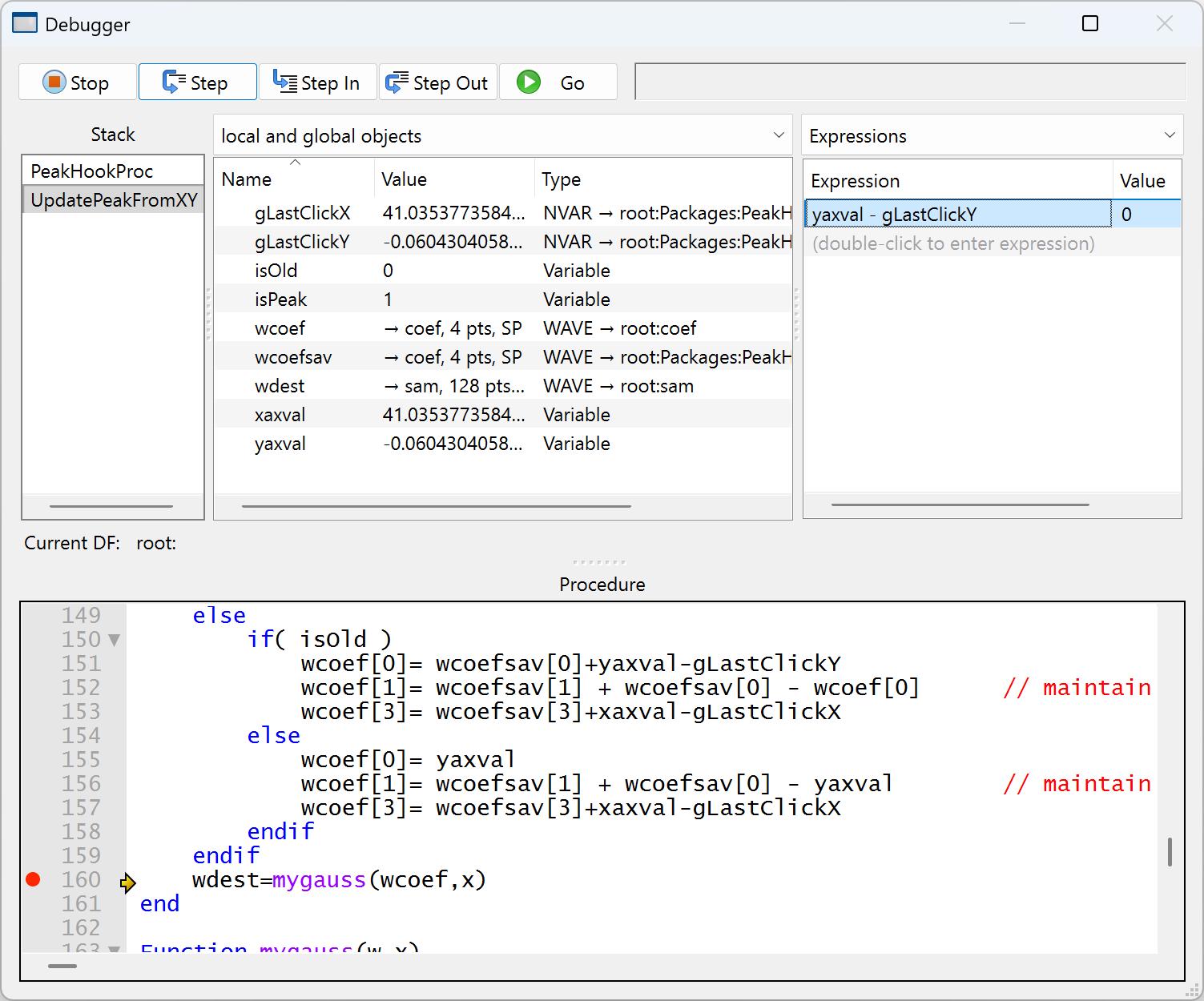 debuggers expression inspector