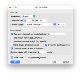 Load Excel File dialog