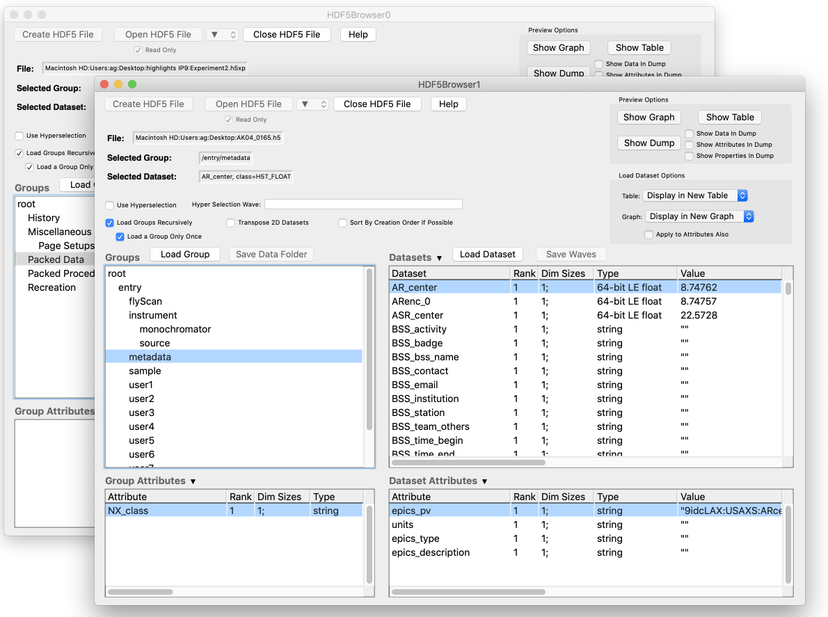 HDF5 browser for loading HDF5 data file content into Igor Pro 9